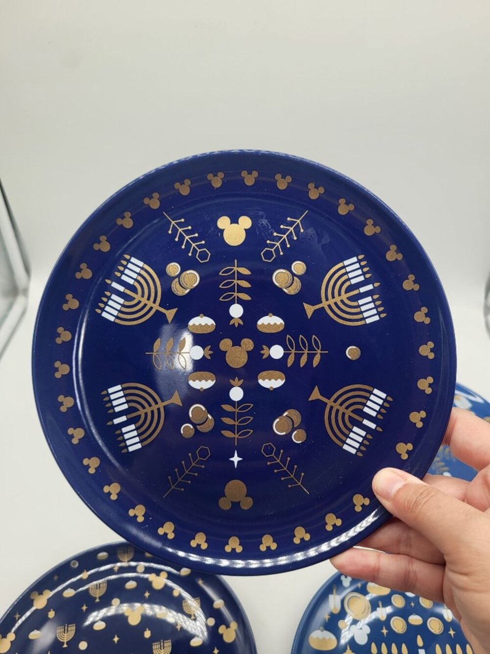 Disney Parks Hanukkah Holiday Plates Blue Set of 4 Mickey Mouse Salad Dessert - Picture 6 of 8